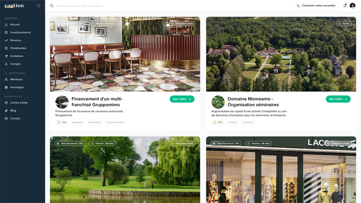 Offres d'investissement